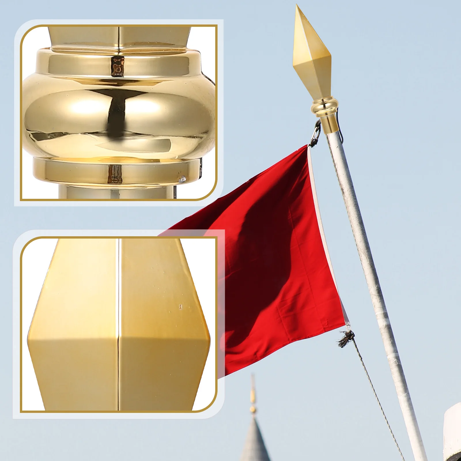 

Flagpole Topper Aluminum Alloy Flag Head Decorative For Hotel Conference Hall Outdoor Durable Flag Pole Tips Accessories