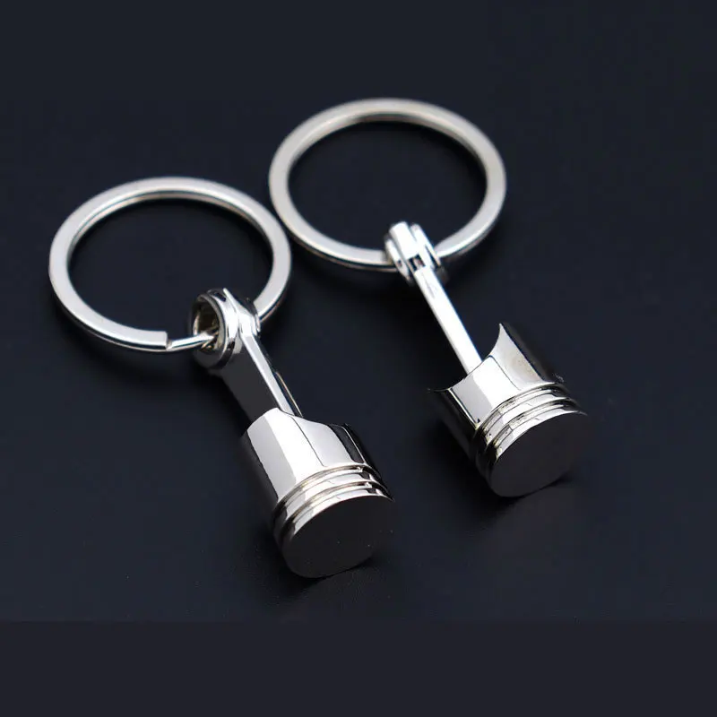 1Pc Fashion Car Piston Keychain Key Chains Split Ring Simulation Auto Parts Model Pendant Alloy Keyring Key Ring Chain for Gift