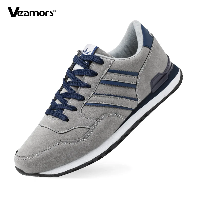 PU Leather Men's Casual Sneakers Retro Running Sports Shoes Non-slip Walking Flats Traveling Driving Shoes