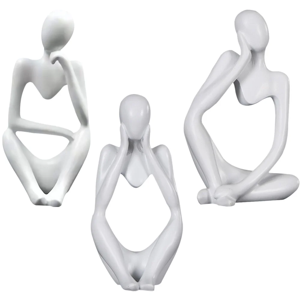 

3 Pcs Household Decor Abstract Figure Ornaments Modern Accents Office Decorations for Home Book Shelves