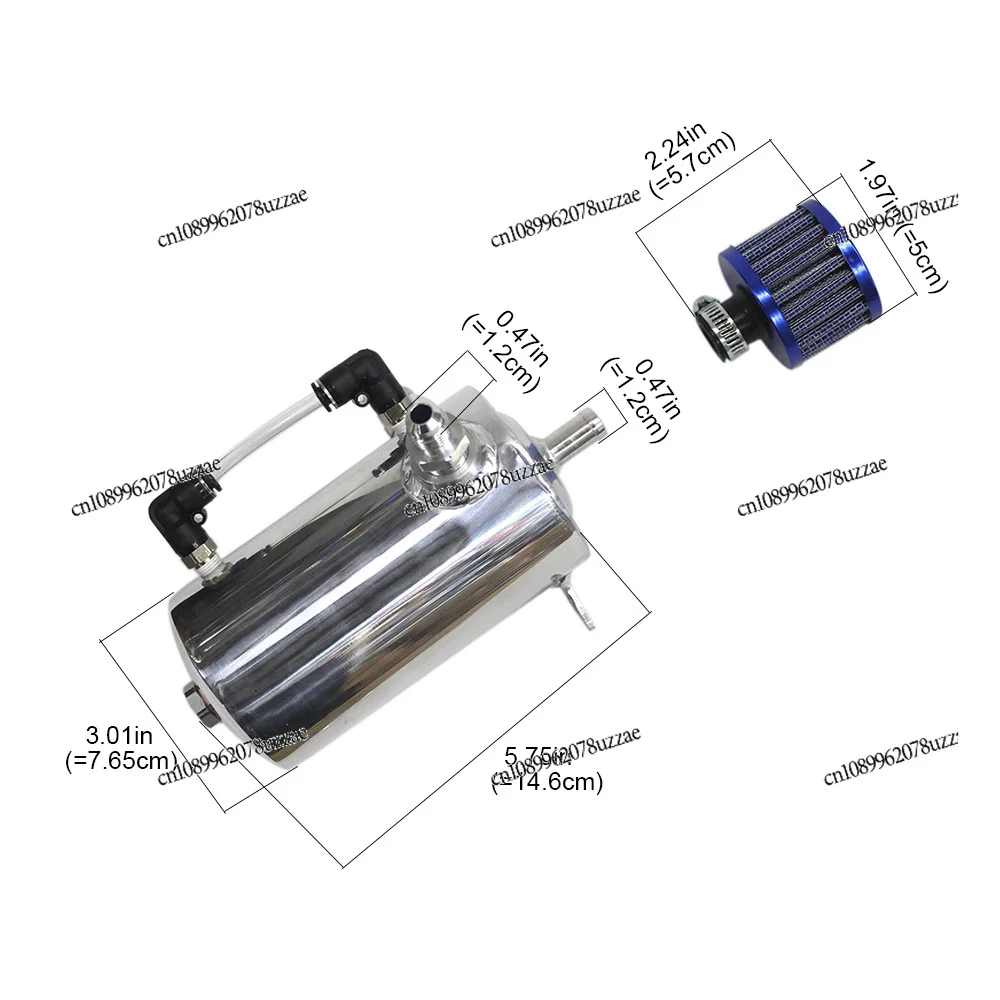 Car Modification with Air Filter Oil Breathable Pot AN6 Connector Waste Oil Recovery Pot, High Flow Pot 0.5L