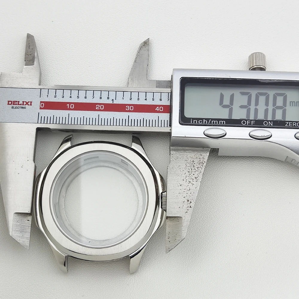 43 مللي متر ساعة حافظة nh35 حافظة الفولاذ المقاوم للصدأ الياقوت ساعة زجاجية اكسسوارات لحركة NH35 NH36 صالح 31.5 مللي متر الطلب