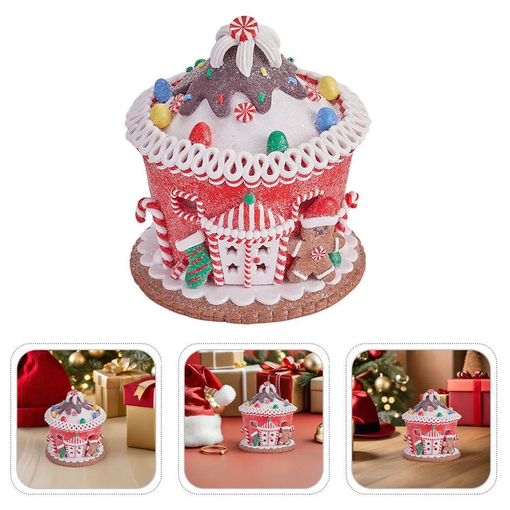 LED Lighted Gingerbread Castle Resin Tabletop Decor Festive Warm Glow Christmas Village Centerpiece Holiday Mantel