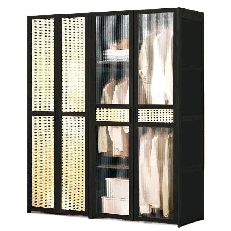 Rattan Customized Wardrobe Closet Hanging Clothes Organizer Storage Wardrobes Bedroom Space Saving Armadio Guardaroba Furniture