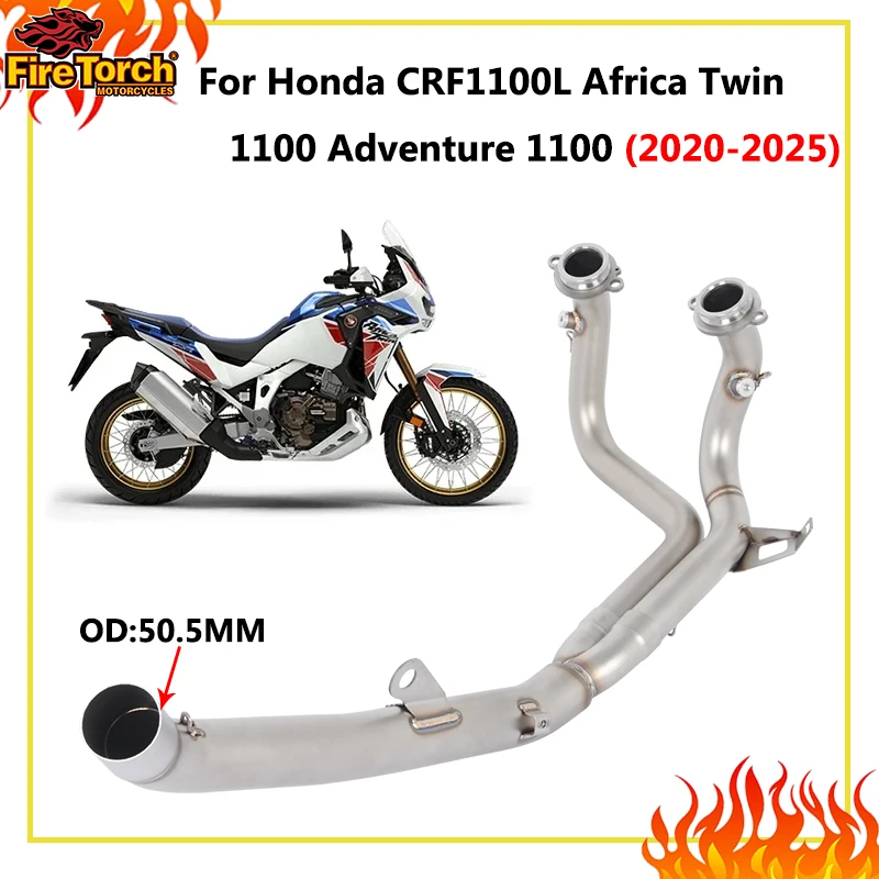 

Slip On For Honda CRF1100L Africa Twin 1100 Adventure 2020-2025 Motorcycle Exhaust Escape Systems Front Link Pipe Connect 51mm
