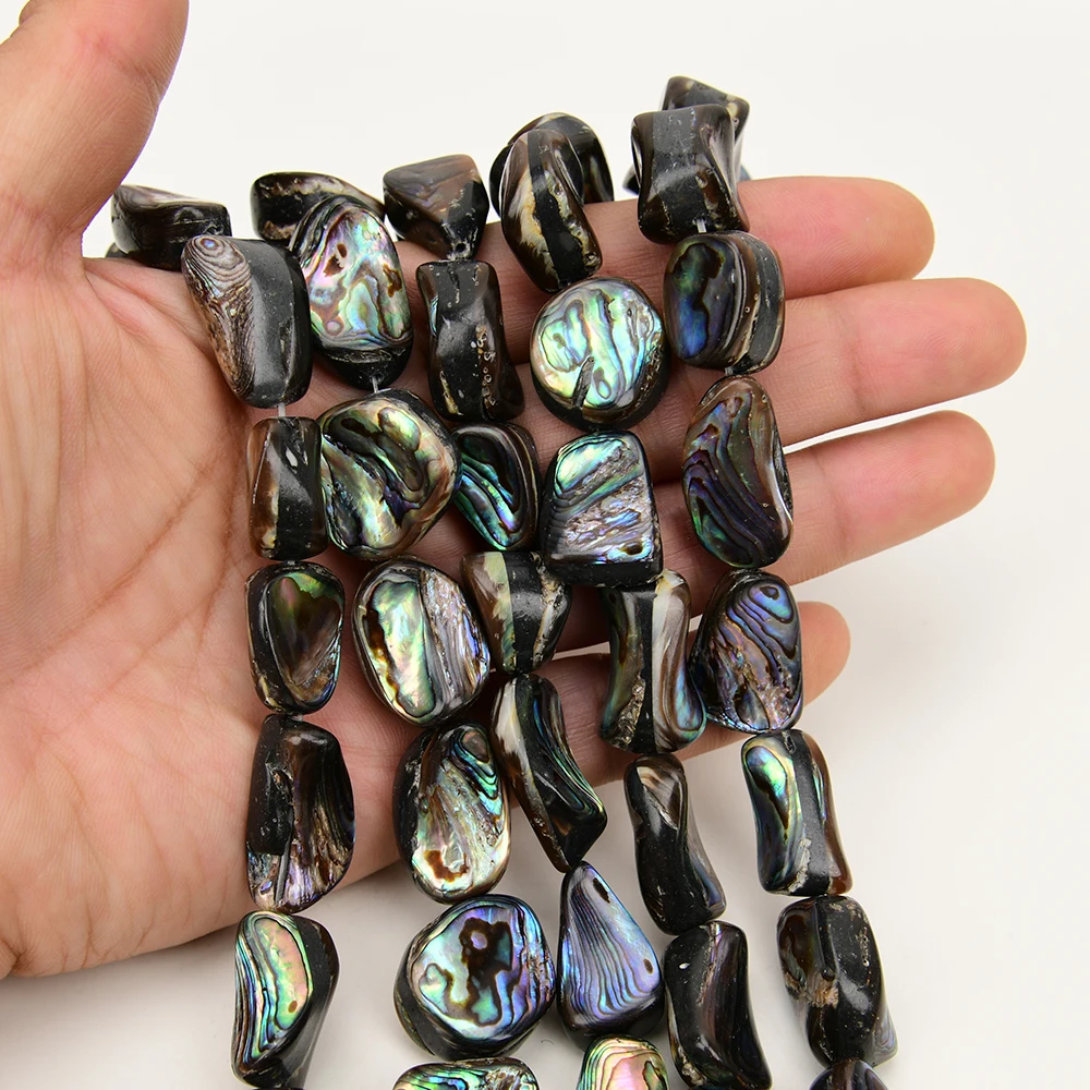 APDGG Natural Mix Color Green Paua Abalone Shell Nugget Chunk Loose Beads 15.5'' Strand For Pearl Necklace Jewelry Making DIY