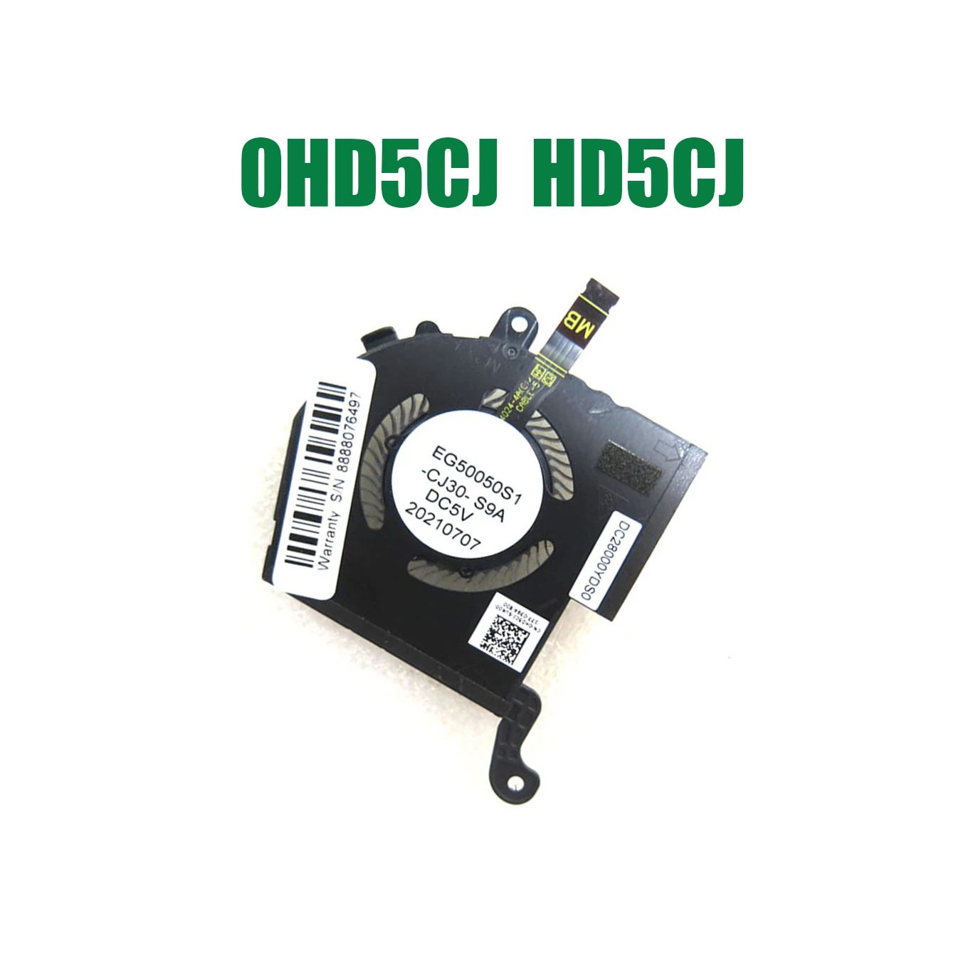 

For Alienware X14 R1 Fit RTX 3050 Ti 0HD5CJ HD5CJ EG50050S1-CJ30-S9A DC28000YDS0 DC5V Laptop CPU Fan