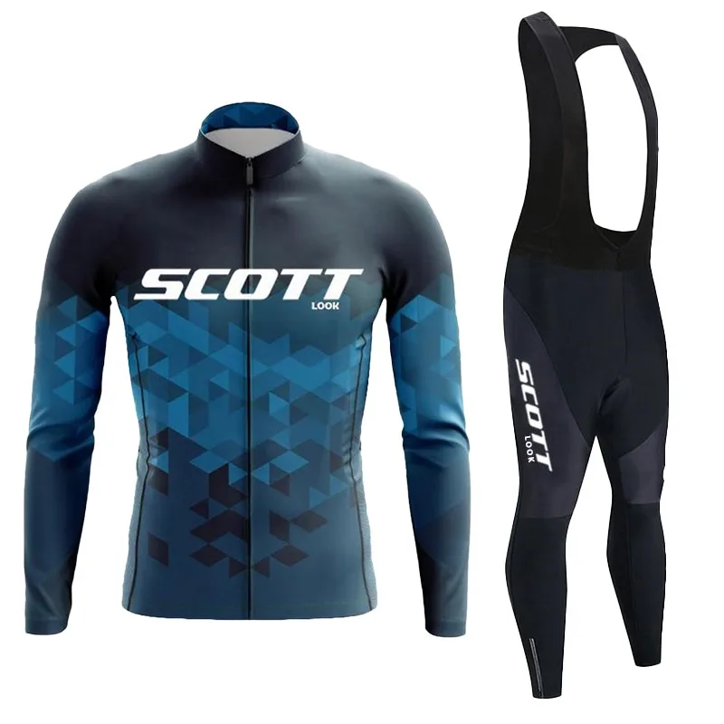 Ademende wielertrui met lange mouwen Set Bib Broek Ropa Maillot Ciclismo Fietskleding MTB Bike Uniform Herenkleding