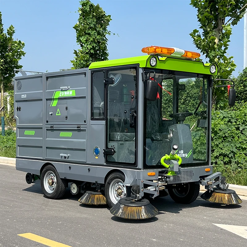 All Enclosed Cabin Rechargeable Electric Road Sweeper Water Spray Vacuum Integrated Sweeping Vehicle For Logistics Park