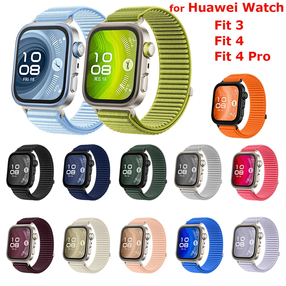 Correa de nailon para Huawei Watch Fit 4 Pro Fit 3 Fit4 Loop Velcro Correa de repuesto