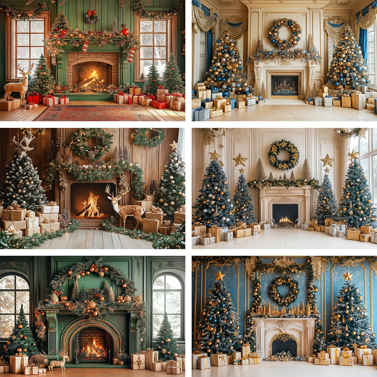 عيد الميلاد الغزلان الموقد خلفيات للتصوير الفوتوغرافي الكبار الاطفال صورة التصوير خلفية سانتا غرفة العمل صور استوديو الدعائم #1