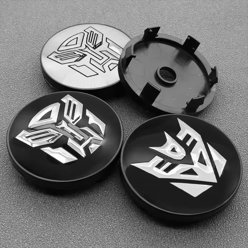 4PCS 56+60MM Universal Autobot Emblem Wheel Center Hub Caps Transformers Sticker Rim Cover For BMW AUDI TESLA Nissan TOYOTA