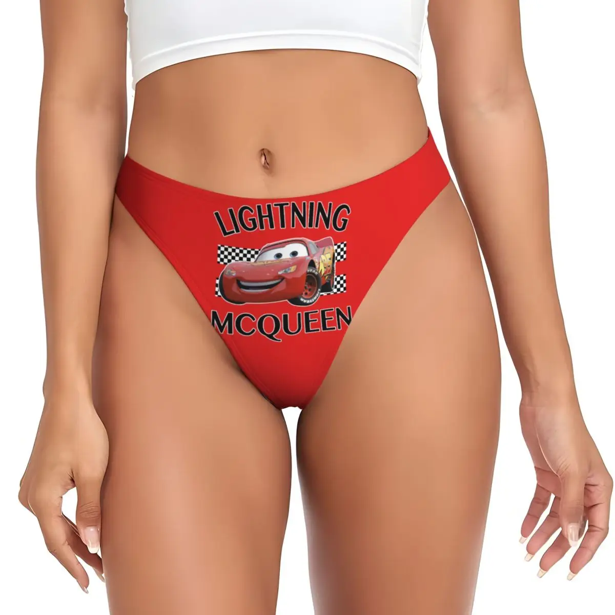 Lightning McQueen ropa interior de Anime para mujer, Tanga elástico, bragas cómodas