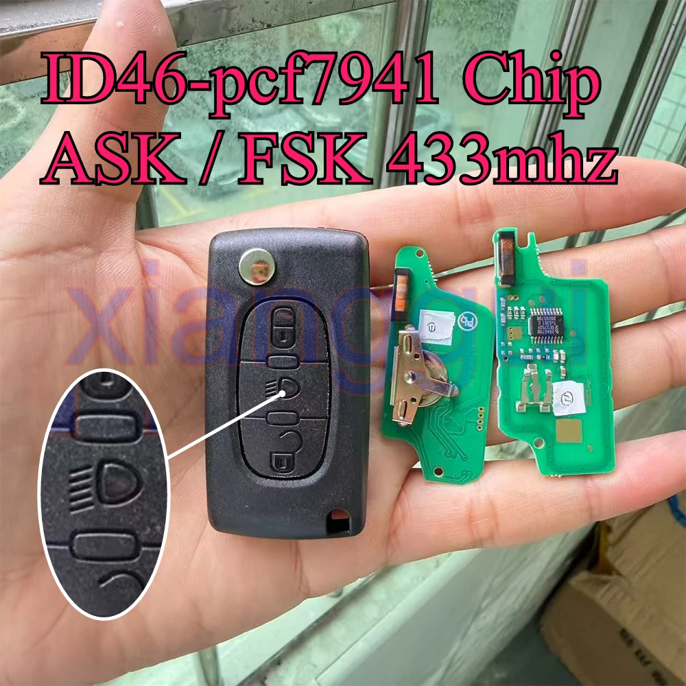 Chip ID46-pcf7941 de 3 Botones ASK FSK 433mhz para Citroen C2 C3 C4 C5 C6 C-Crosser para Peugeot 207 307 308 407 607 807 Partner Tepee