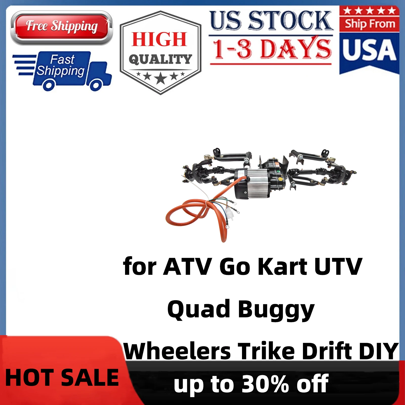 

TDPRO 48V 1000W Differential Motor & Front Axle Kit 4 Wheel Drive Half Axle Assembly Swing Arm for Go Kart ATV 4 Wheeler