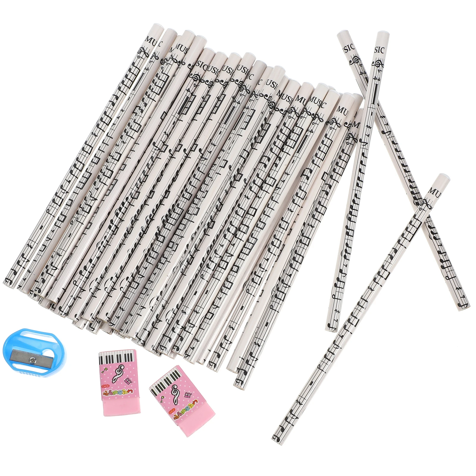 

36pcs Music Note Pencils Round Wood Kids School Supplies Party Gifts White Eraser Student Writing Stationery Lovely Pencils