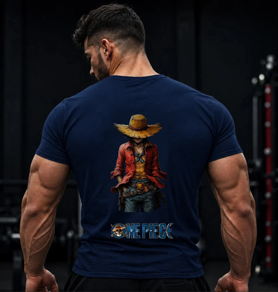 One Piece Monkey D Luffy Back Print T Shirt Men Anime Graphic Tee 100% Cotton Oversized Streetwear Unisex Short Sleeve Casual