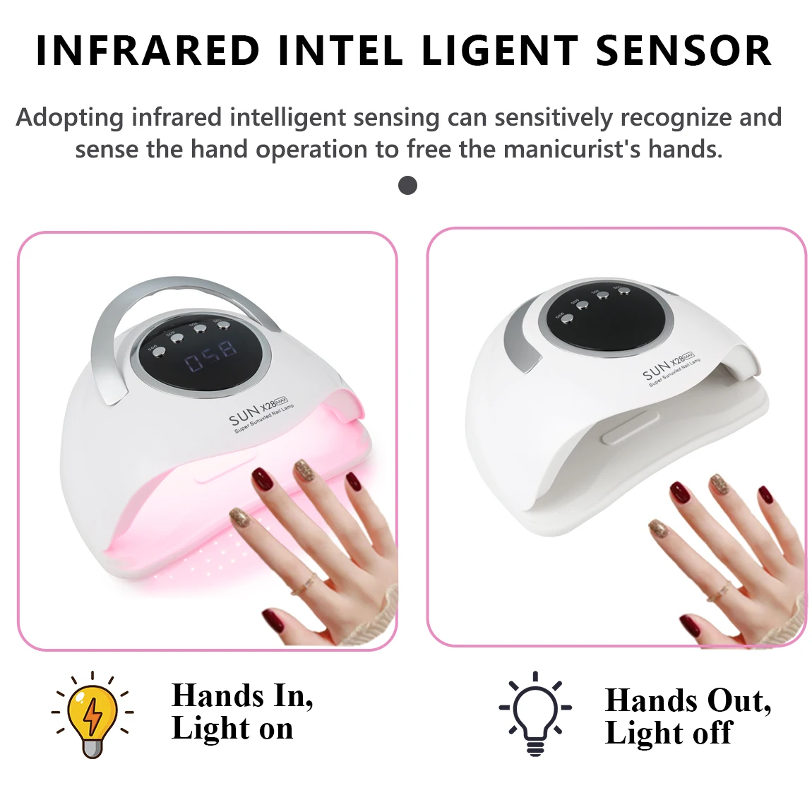 90 المصابيح الأشعة فوق البنفسجية/LED مسمار مجفف مصباح المهنية كبيرة مساحة مسمار مصباح لتجفيف سريع الأظافر هلام البولندية مع أداة صالون الاستشعار بالأشعة تحت الحمراء