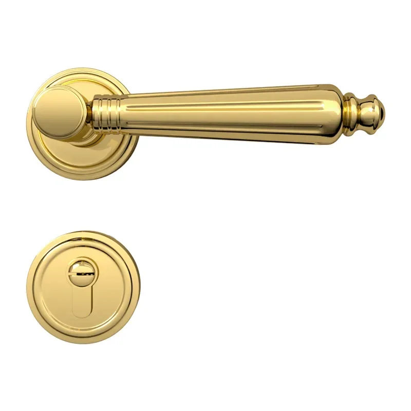 

French bright gold brass indoor bedroom door lock Solid wood door handle Universal silent pure copper lock