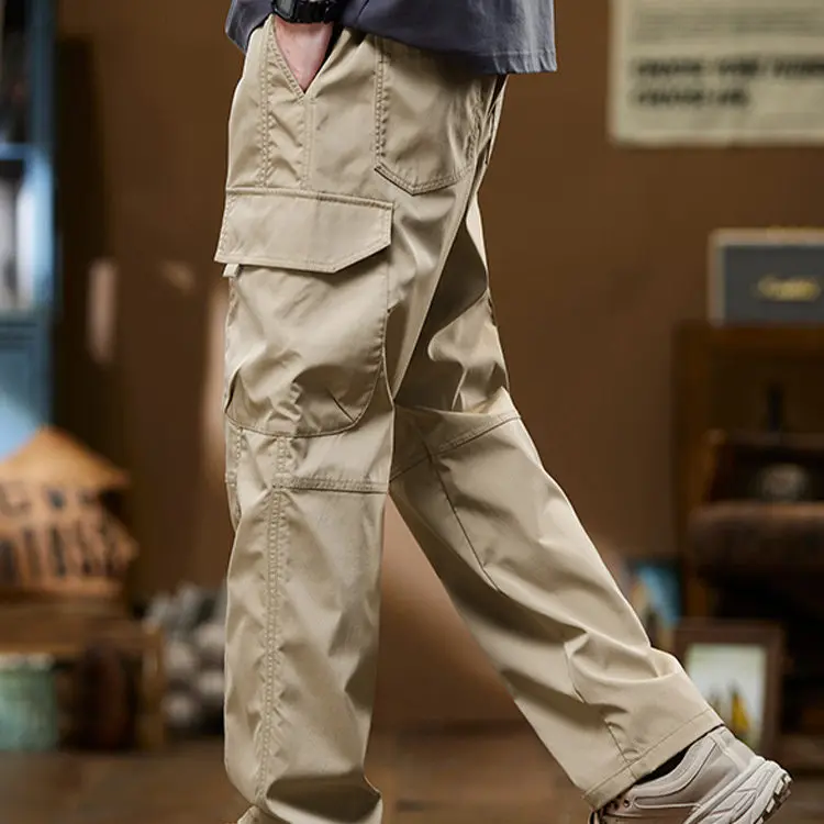 Wear-Resistant Casual Outdoor Men's Work Trousers Spring Autumn New Style American High End Loose Straight Multpocket Long Pants view 5