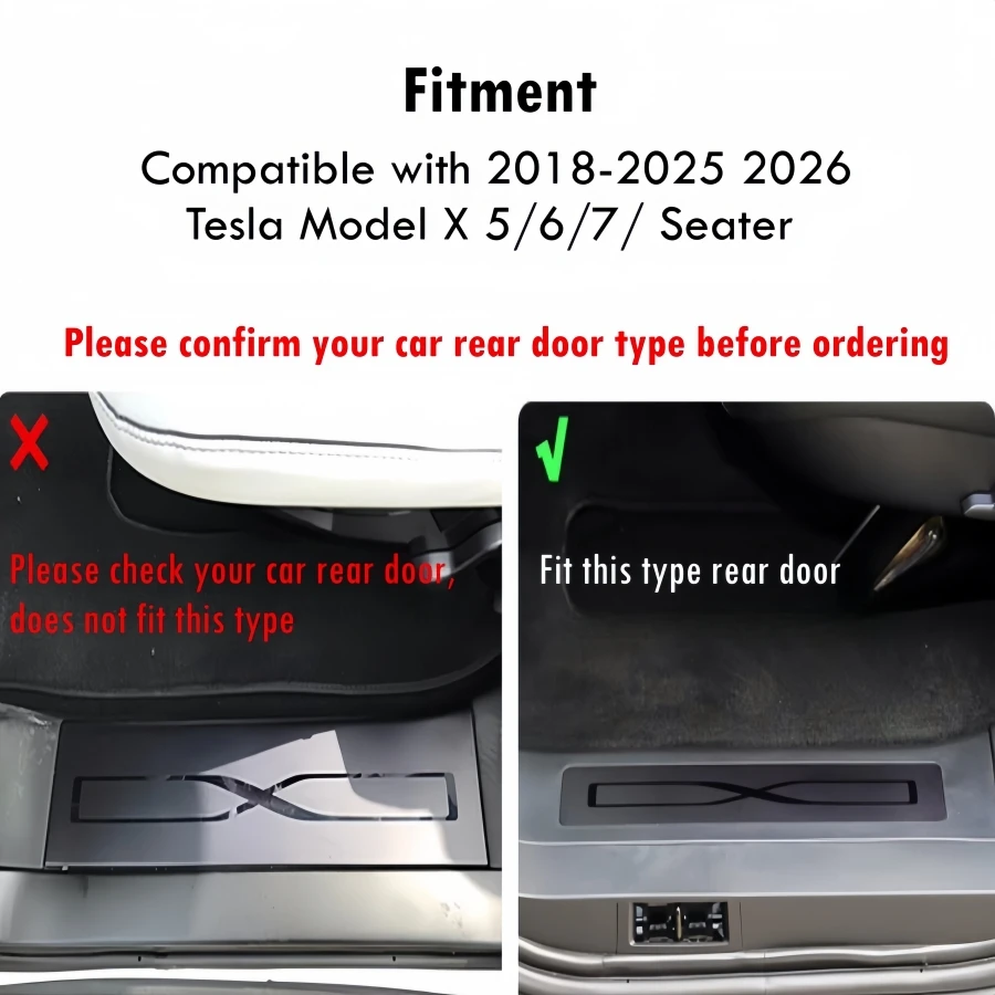 For 2018-2026 Tesla Model X 5//6/7 Seat Stainless Door Sill Protectors Carbonfiber Pattern Model X Front Rear Door Welcome Pedal
