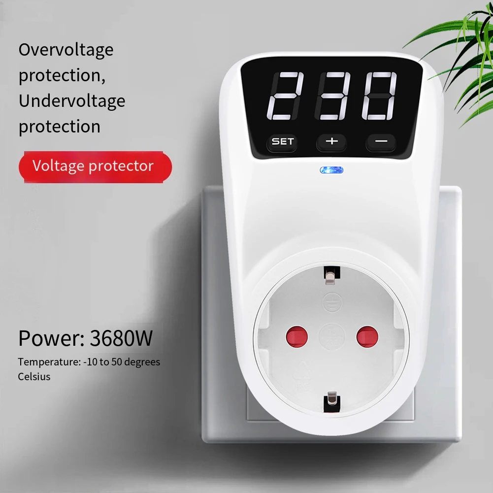 For Electrical Equipment Tool Accessory HLP02 Digital Voltage Protector Auto Reset Over Under Voltage Protect Socket 16A