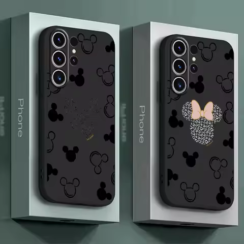 Cover Bag Shockproof Silicone Case for Samsung Galaxy S23 Ultra S24 Ultra S20 S22 Plus S21 FE S21 5G Disney Minnie Mouse Logo