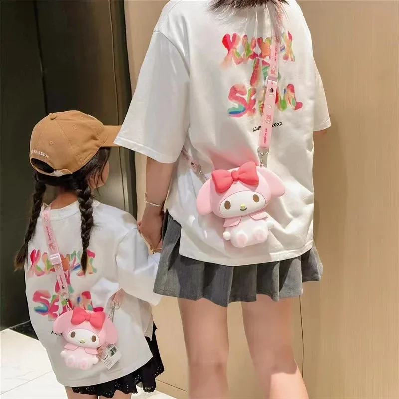 Hello Kitty Silicone Purse MINISO Anime Kulomi  Lovely Fashion Bag Princess Small Storage Cartoon Figures Model Toys Kids Gift