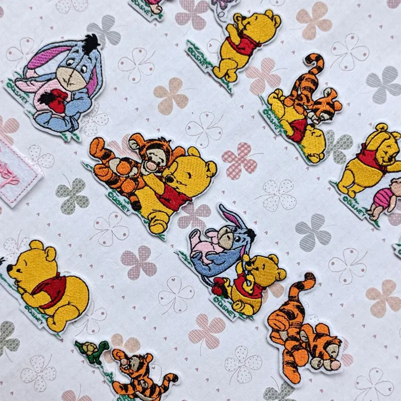 Disney Cartoon Winnie The Pooh Cloth Sticker Tigger Patch Decal Eeyore Pink Pig Embroidered Pants Sweater Decoration