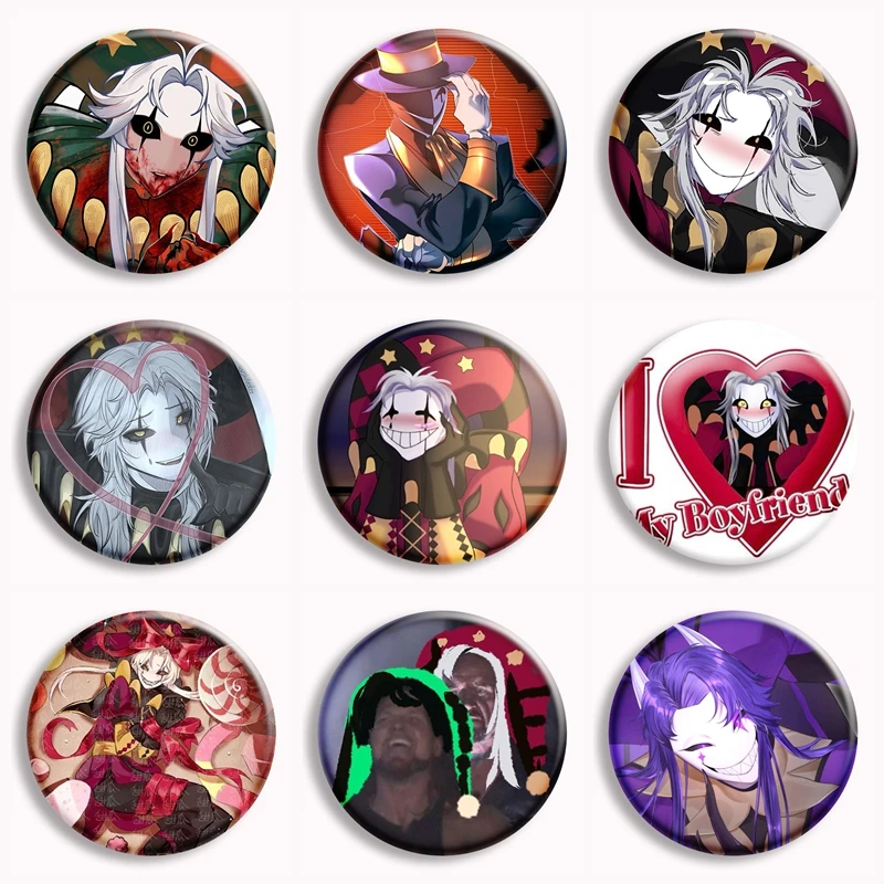 Game The Freak Circus Soft Button Pin Pierrot Cosplay Kawaii Joker Clown Brooches Badge Bag Accessories Fans Collect Gifts