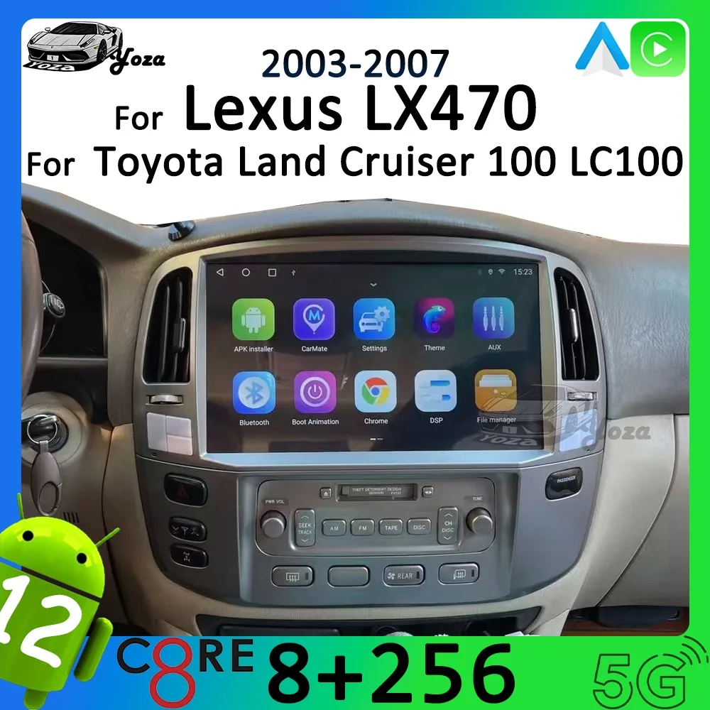 Yoza Carplay Car Radio For Toyota Land Cruiser 100 LC100 Lexus LX470 2003-2007 Android11 Touch Screen Multimedia Navigation 4G