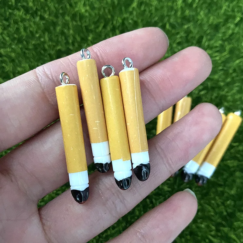 10Pcs Simulation Super Mini Cigarette Resin Charms Cute Food Crafts Pendant for Earring Necklace DIY Jewelry Make