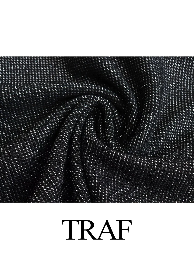 TRAF 2024 abiti donna Knitting O Neck Bodycon Cut Out corsetto Dress donna Solid Versatile Vintage elegante Midi abiti femminili
