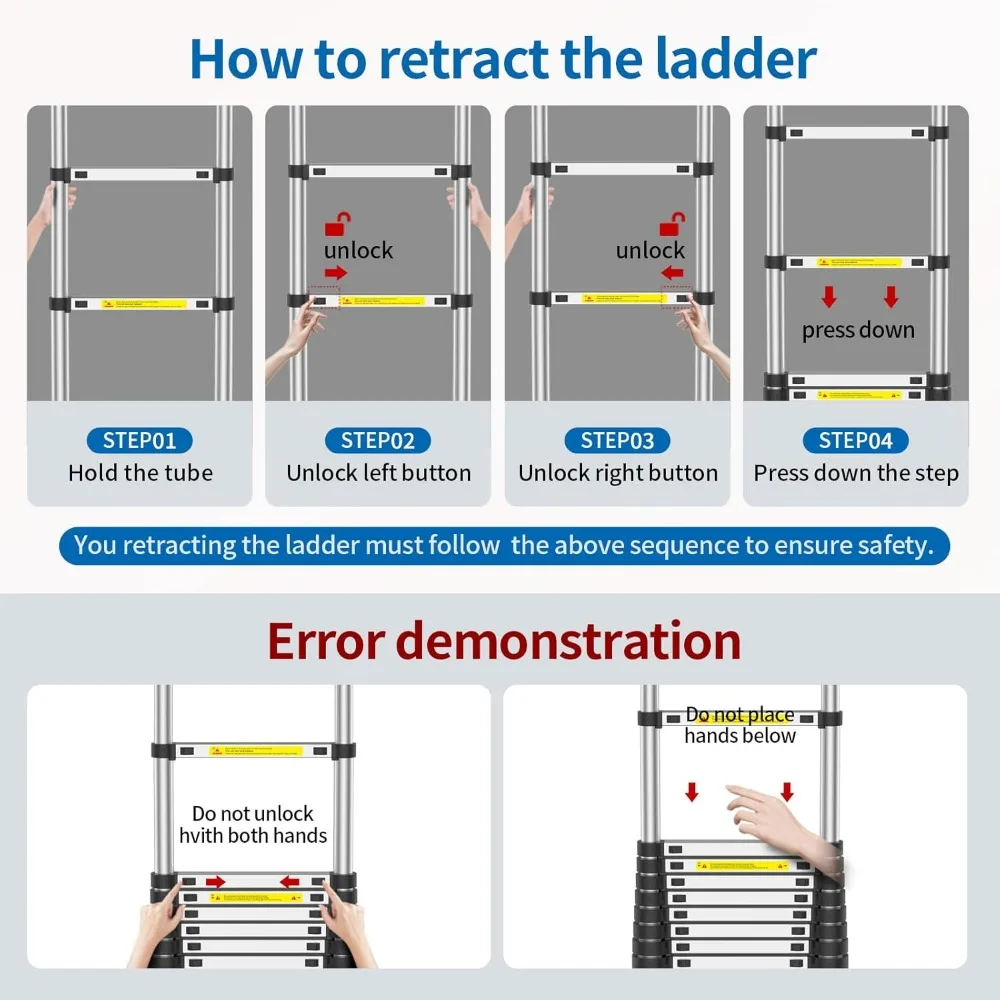 سلم تمديد عالي التحمل بطول 12.5 قدم بسعة 330 رطل، قابل للطي للمركبات الترفيهية والاستخدام الخارجي، سلم متعدد الأغراض #6
