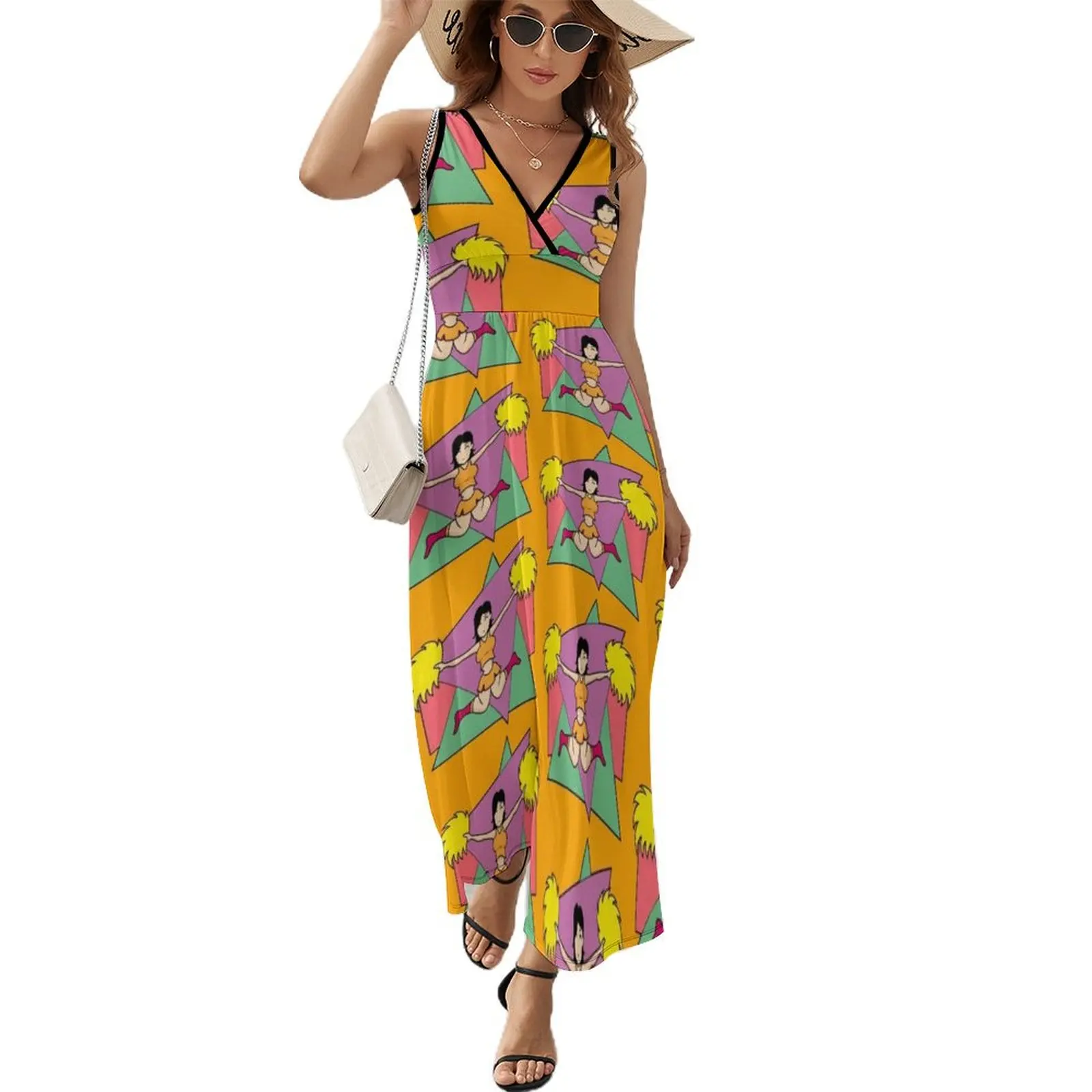 

Cartoon Cheerleader Sleeveless Dress Dresses for wedding party beach dresses woman dress Clothing female