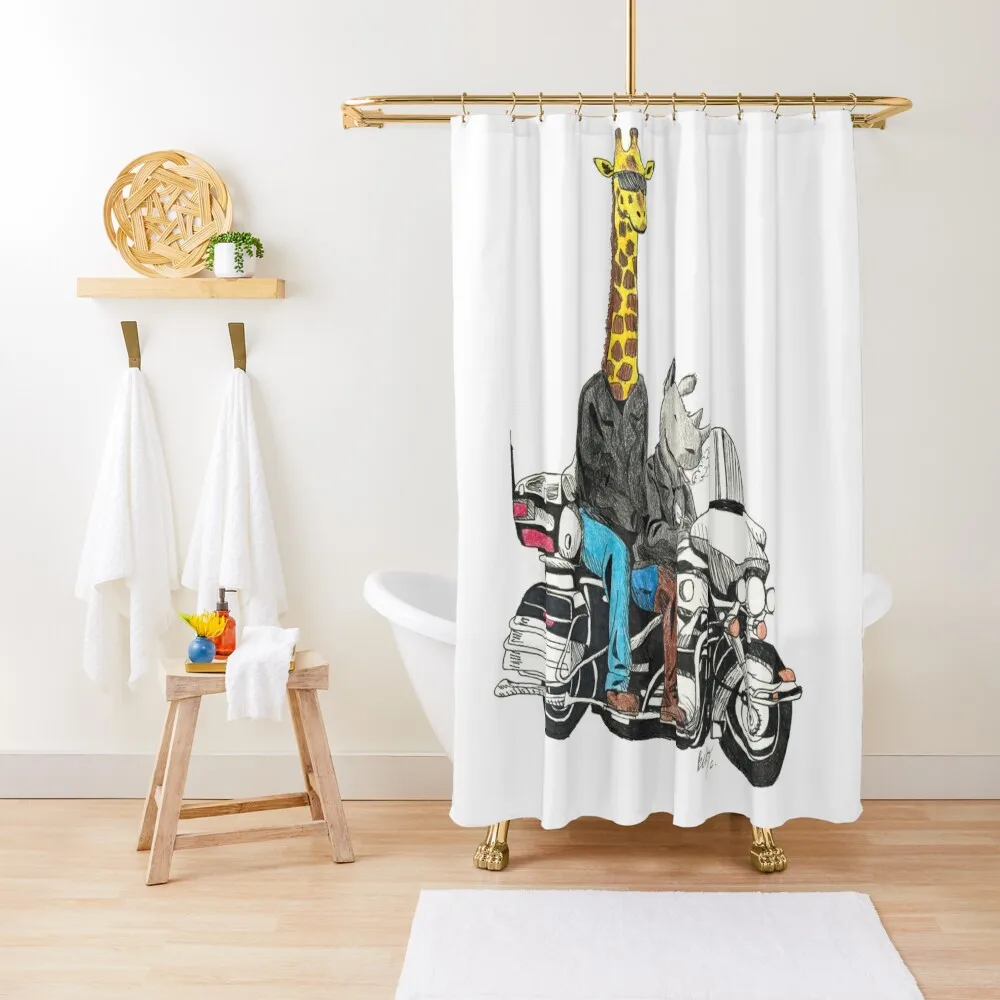 A Rhino and Giraffe Go for a Ride Shower Curtain For Bathrooms With Beautiful Designs Set For Bathroom Bathroom Showers Curtain