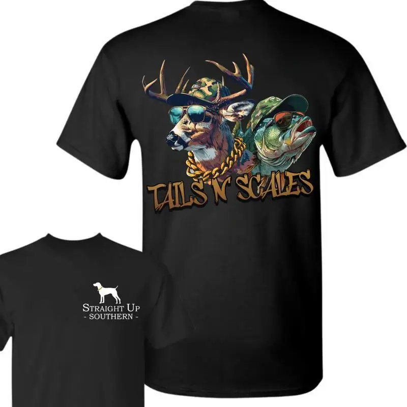 

Funny T-shirt Men Women Unisex Tails N Scales Graphic Tee Casual Short Sleeve Hunting Fishing Pet Lover Top