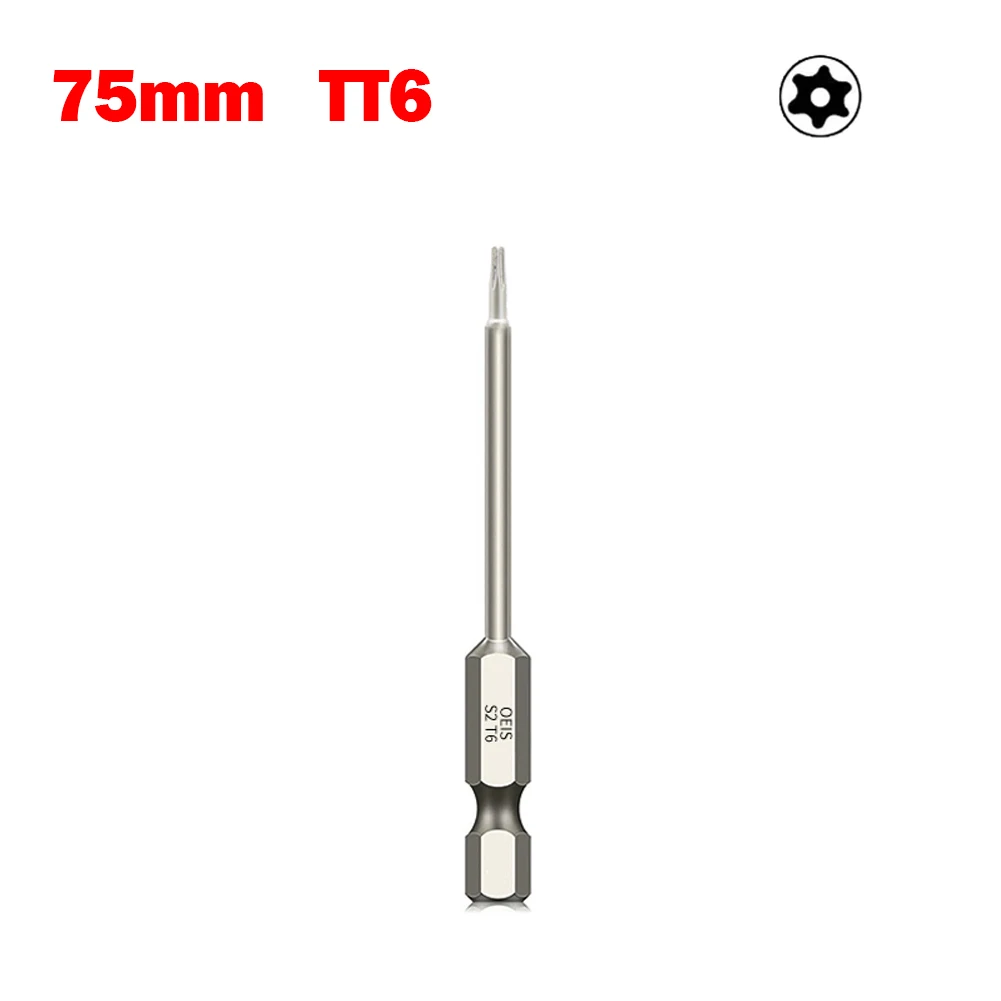 New 75mm Hollow Torx Screwdriver Bit 1/4 Inch Hex Shank Magnetic Head Screw Driver Bit Torx T7 T8 T9 T15 T20 T25