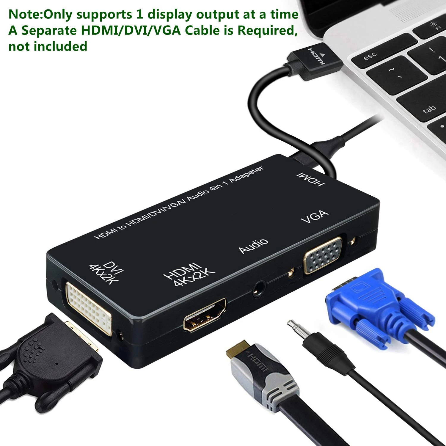 Multiport 4-in-1 HDMI do HDMI DVI 4K kabel adaptera VGA z konwerterem Adapter wyjściowy Audio