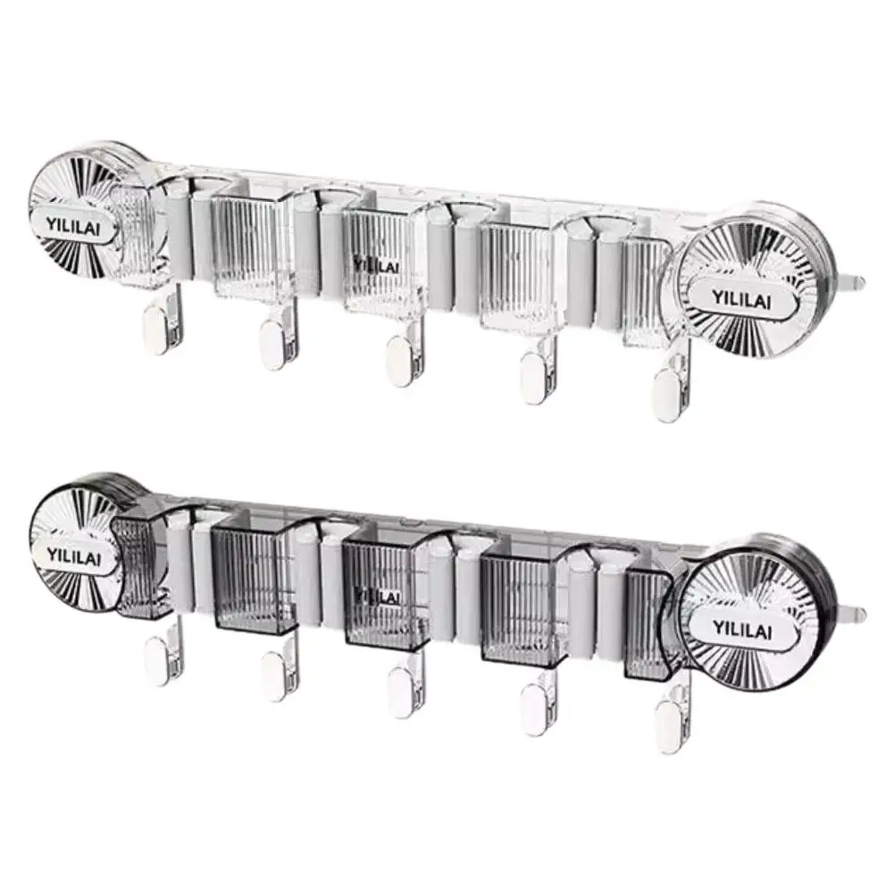 ABS Mop Holder Broom Hanger Wall Mounted 4 Position Brush Support Non Punching No Trace Paste Broomstick Hook Storage Rack
