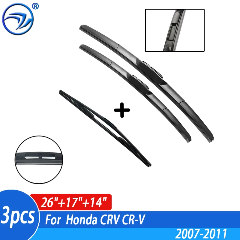 Windscreen Wiper Blades For Honda CRV CR-V 2007-2011 3rd Generation Windshield Front Rear Set 2008 2009 2010 26