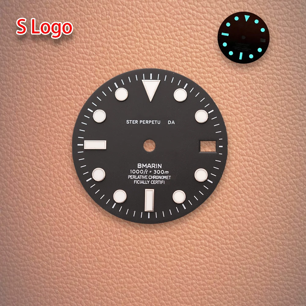 S Logo Quadrante 28.5mm SUB Quadrante Gradiente NH35 Quadrante Fit NH35/NH36/4R/7S Movimento Blu Ghiaccio Luminoso Orologio Accessori di Modifica