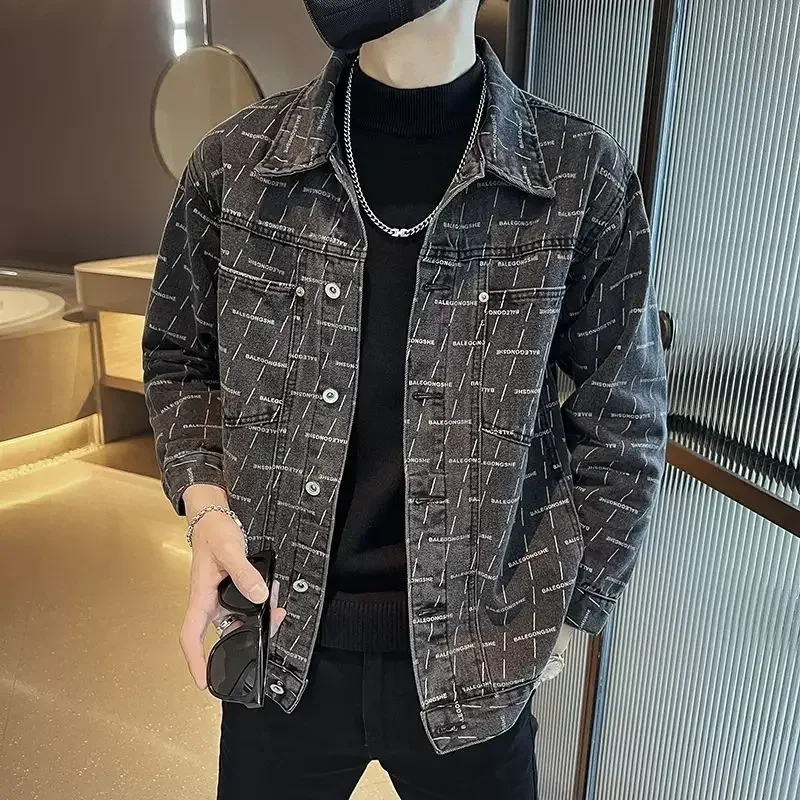 Korea Casual Button Denim Jackets Man Low Cost Trendy Cheap Price Stylish Washed On Board One Piece Original Cowboy Coat for Men