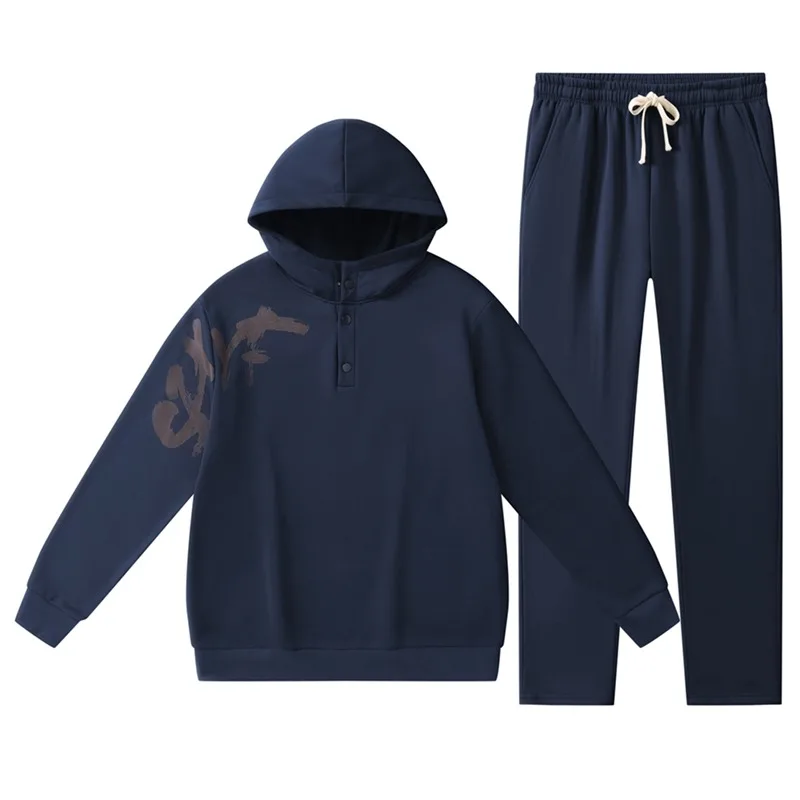 

Fleece Sweatshirt Casual Sports Hooded Loose Large Fleece Thickened Sports Pants and Sweatpants Suit