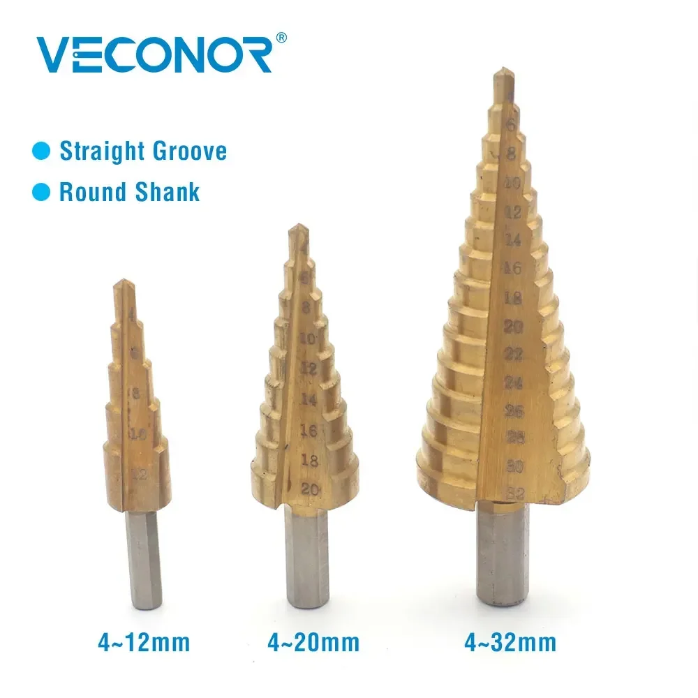 3Pcs HSS Steel Set Drill Bit for Metal High Speed Steel Step Cone Drill Cutter