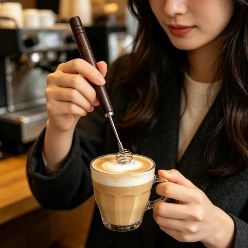 304 Stainless Steel Coffee Blender Walnut Handle Effortless Egg Beater Quick Egg Beater Baking Powder Beater