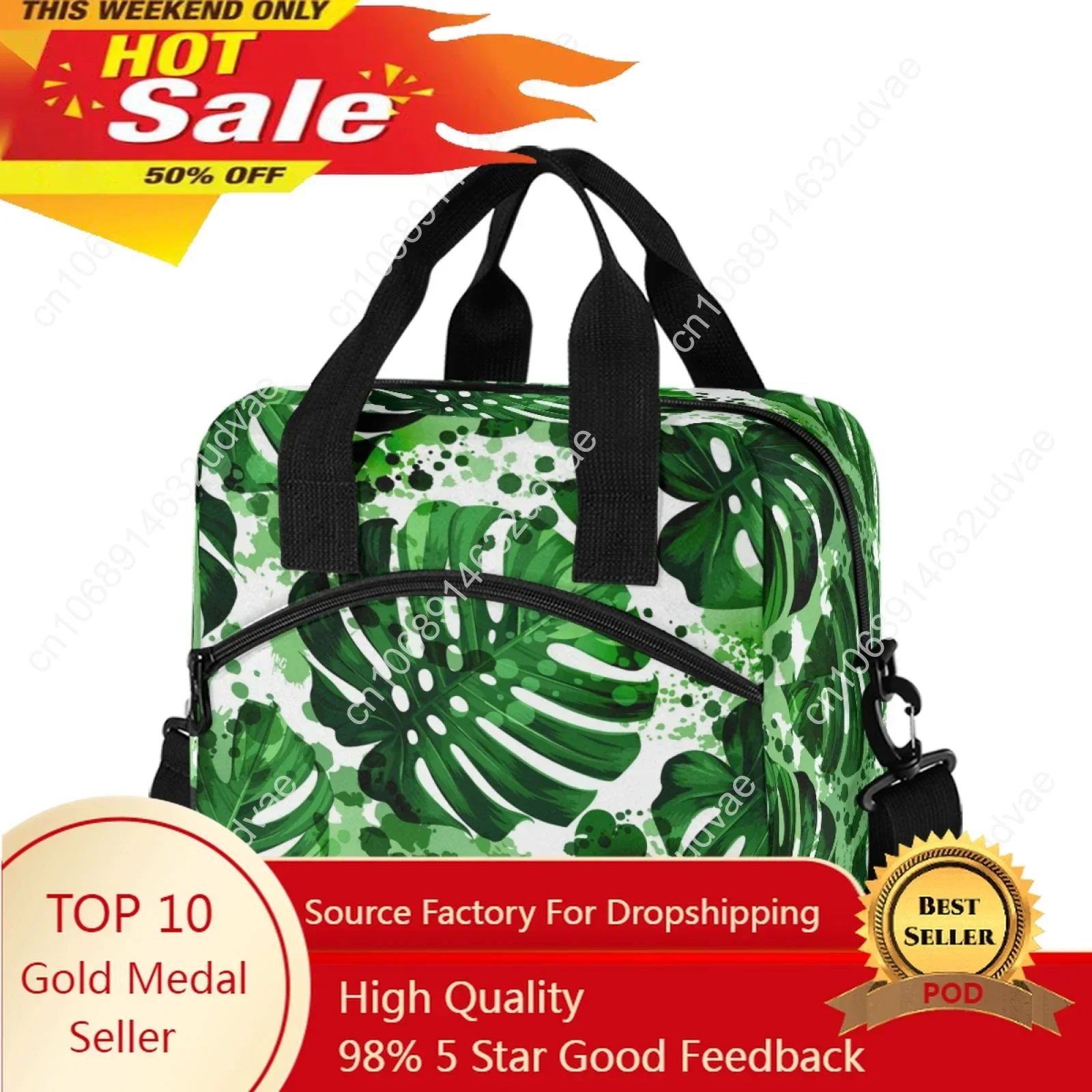 

Fashion Lunch Bag Tropical Palm Leaves Print Multicolor Cooler Bags Women Hand Pack Thermal Breakfast Box Portable Picnic Travel