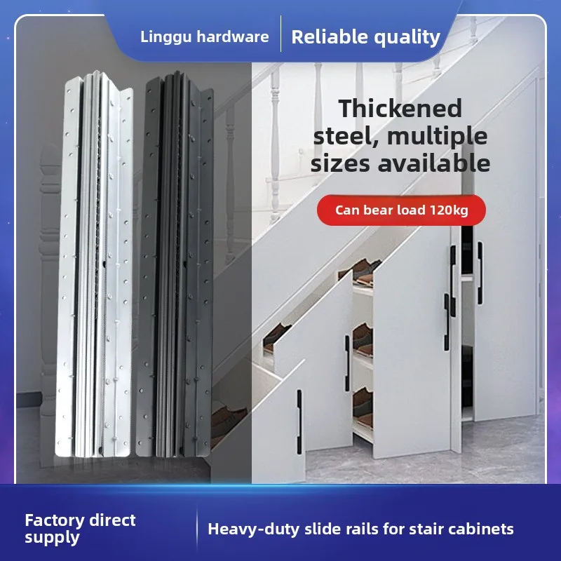 Heavy Duty Three Section Drawer Slide Rails Mm Cold Rolled Steel Silent Ball Bearing Slides Stair Cabinet Shoe Wine Rack Repair