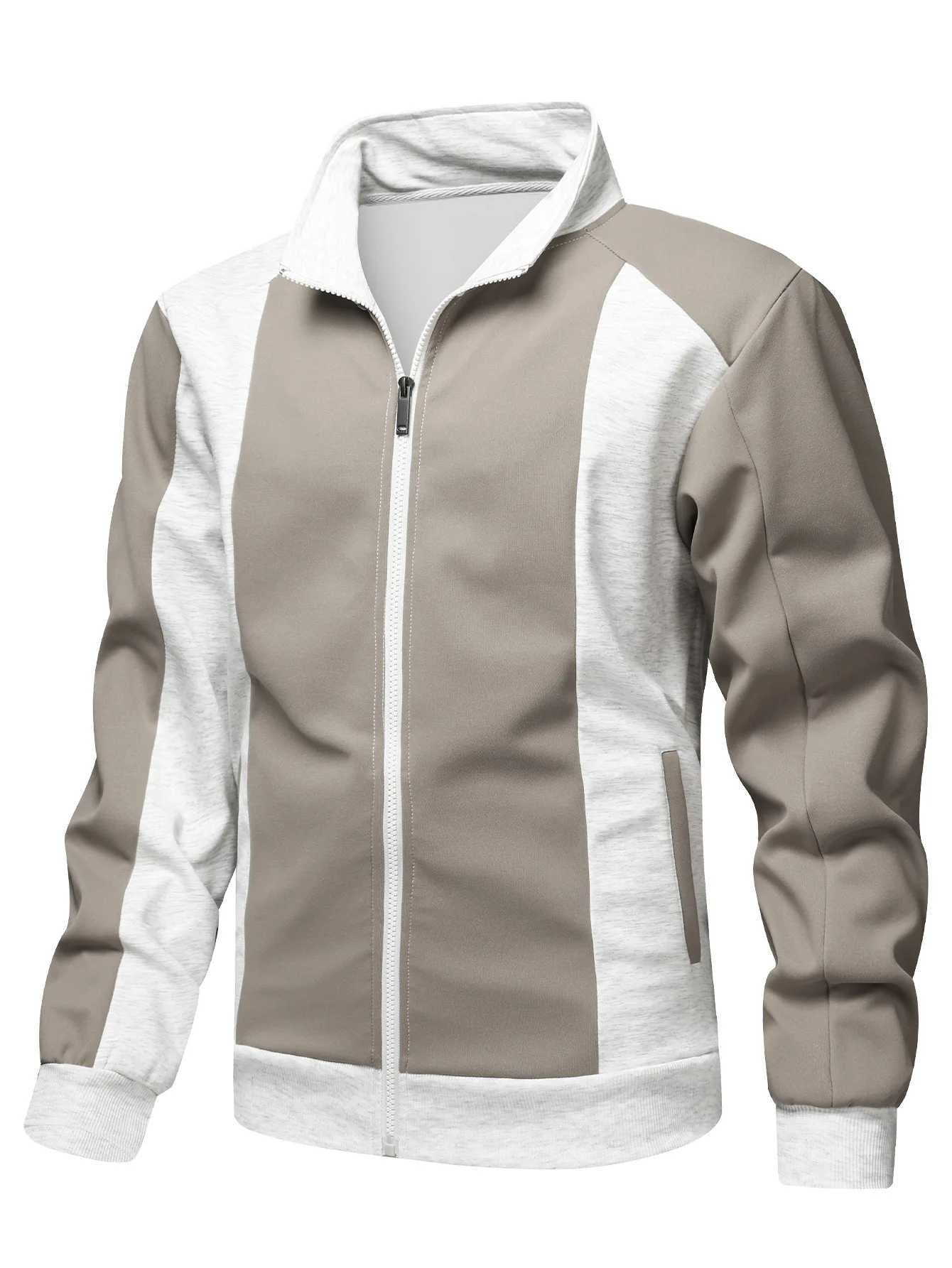 

Men's Casual Sporty Multi-Color Patchwork Crewneck Long-Sleeved Hoodie Jacket Blend Comfortable Fit Streetwear