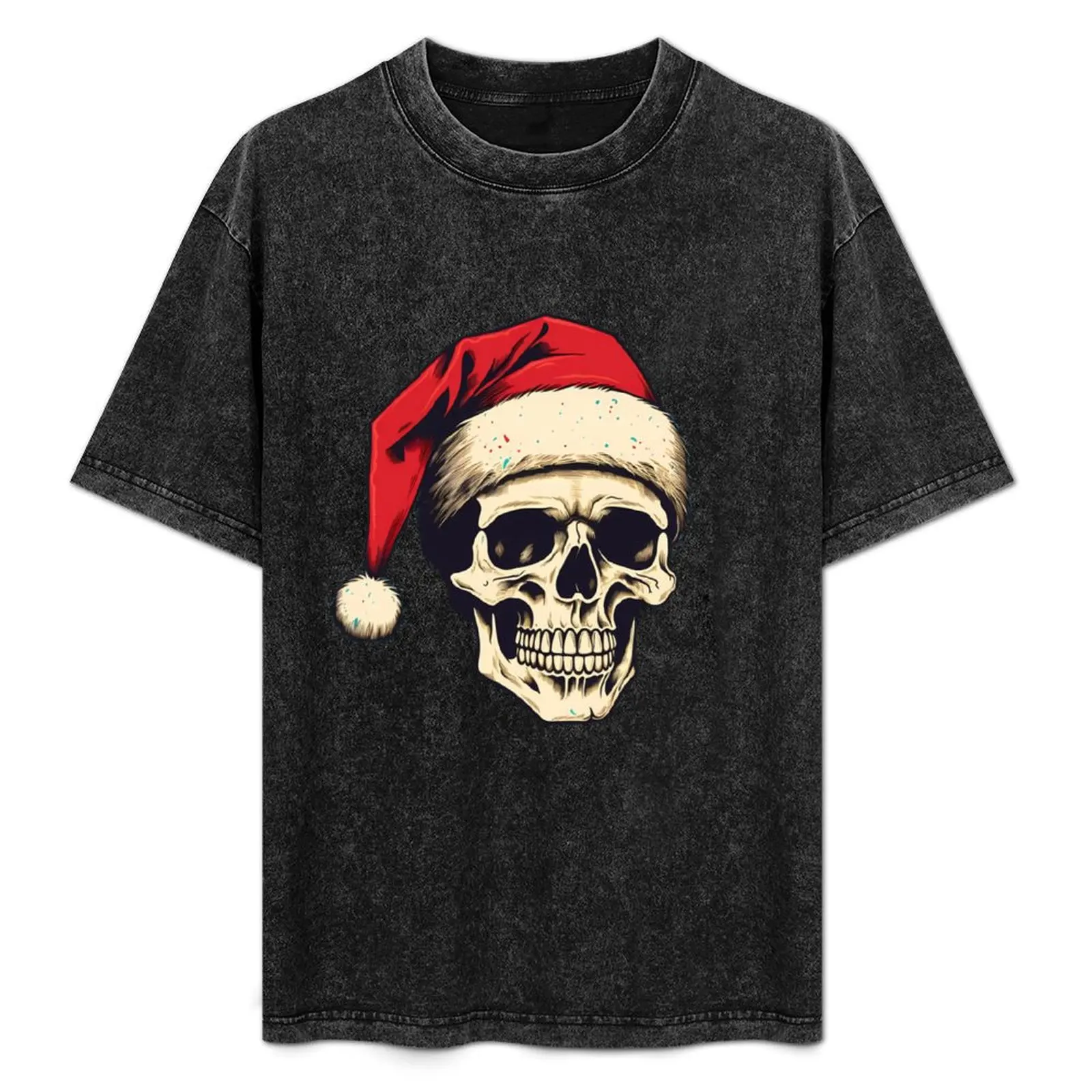 

A skull with Santa Claus’s hat T-Shirt street wear korean fashion kawaii clothes fitted t shirts for men